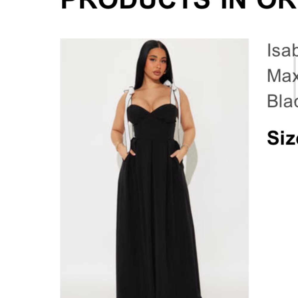 New Fashion Nova Black Maxi Dress with White Straps